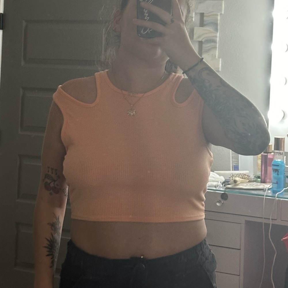 cut out orange crop top